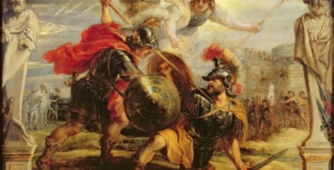 Achilles Defeating Hector, 1630-32 (oil on panel)